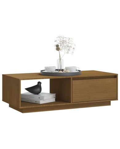 Table basse Marron miel 110x50x33,5 cm Bois de pin massif