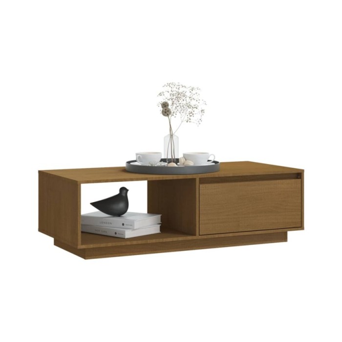 Table basse Marron miel 110x50x33,5 cm Bois de pin massif