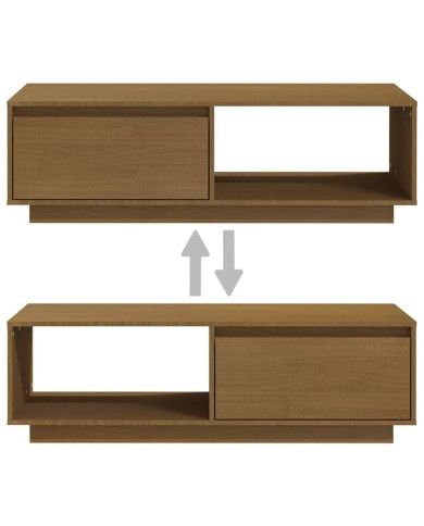 Table basse Marron miel 110x50x33,5 cm Bois de pin massif