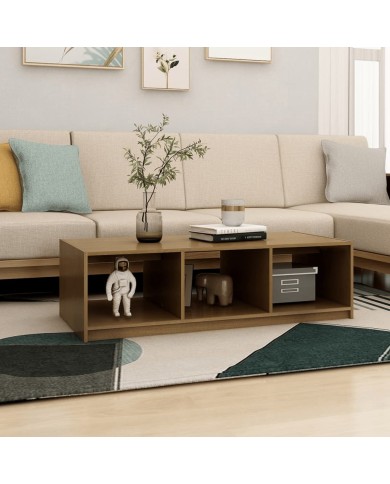 Table basse Marron miel 110x50x34 cm Bois de pin massif
