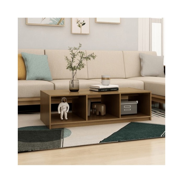 Table basse Marron miel 110x50x34 cm Bois de pin massif