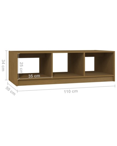 Table basse Marron miel 110x50x34 cm Bois de pin massif
