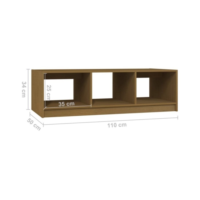 Table basse Marron miel 110x50x34 cm Bois de pin massif
