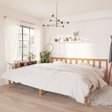 Cadre de lit Marron miel Bois de pin massif 200x200 cm