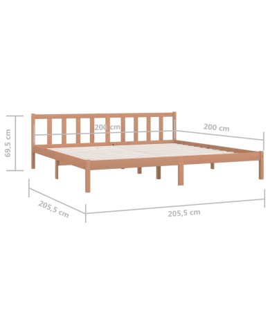 Cadre de lit Marron miel Bois de pin massif 200x200 cm