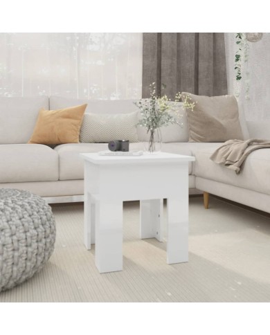 Table basse Blanc brillant 40x40x42 cm Aggloméré 