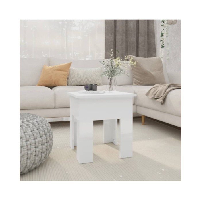 Table basse Blanc brillant 40x40x42 cm Aggloméré 