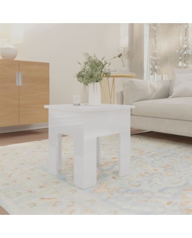 Table basse Blanc brillant 40x40x42 cm Aggloméré 