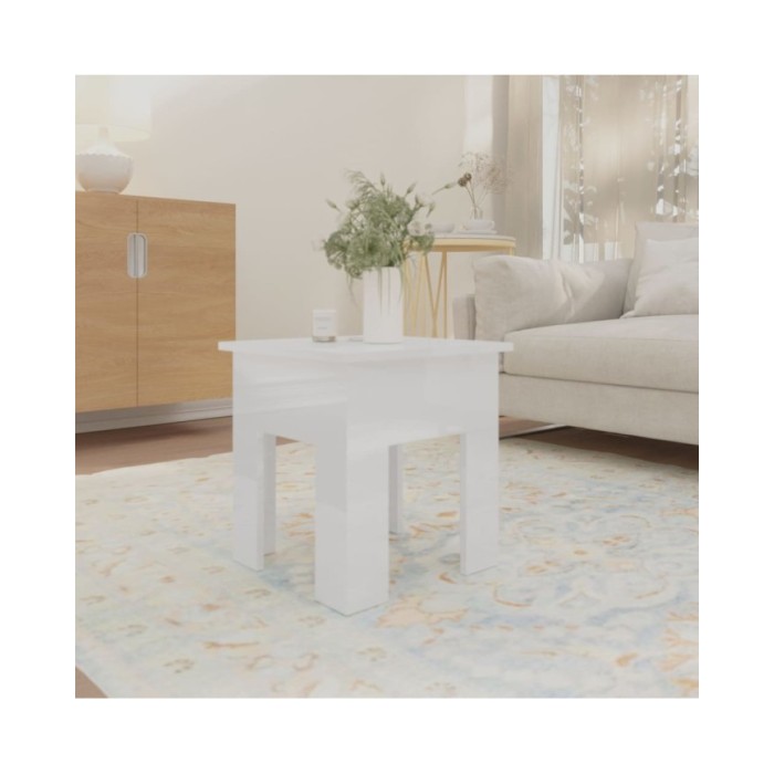 Table basse Blanc brillant 40x40x42 cm Aggloméré 