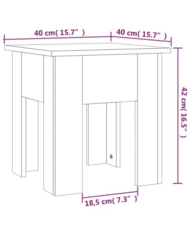 Table basse Blanc brillant 40x40x42 cm Aggloméré 