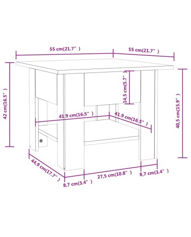 Table basse Chêne Sonoma 55x55x42 cm Aggloméré 