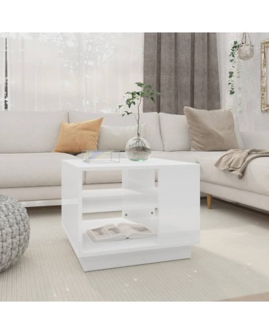 Table basse Blanc brillant 55x55x43 cm Aggloméré 