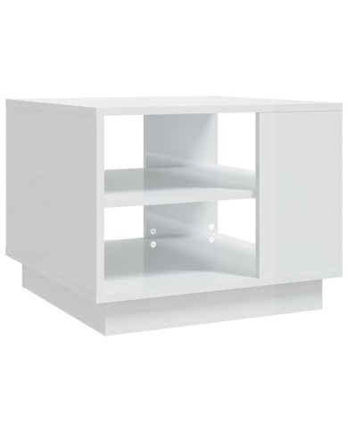 Table basse Blanc brillant 55x55x43 cm Aggloméré 