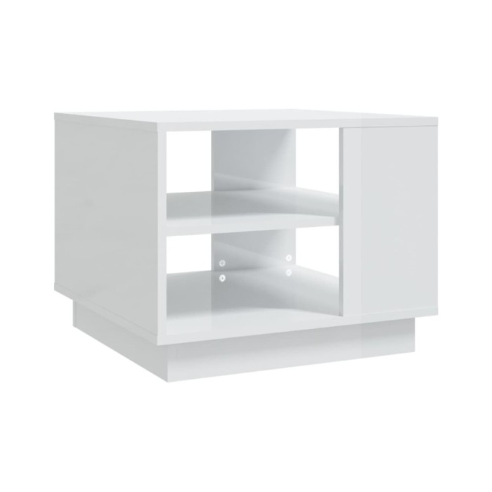 Table basse Blanc brillant 55x55x43 cm Aggloméré 