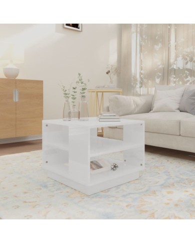 Table basse Blanc brillant 55x55x43 cm Aggloméré 