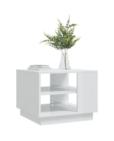 Table basse Blanc brillant 55x55x43 cm Aggloméré 