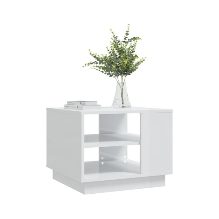 Table basse Blanc brillant 55x55x43 cm Aggloméré 