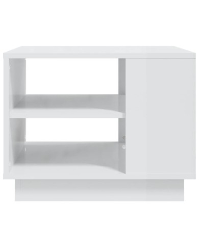 Table basse Blanc brillant 55x55x43 cm Aggloméré 