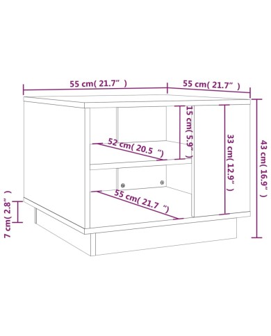 Table basse Blanc brillant 55x55x43 cm Aggloméré 