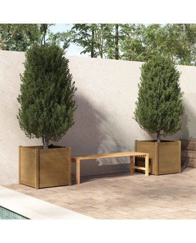 Jardinières 2 pcs Marron miel 60x60x60 cm Bois de pin massif