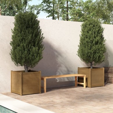 Jardinières 2 pcs Marron miel 60x60x60 cm Bois de pin massif