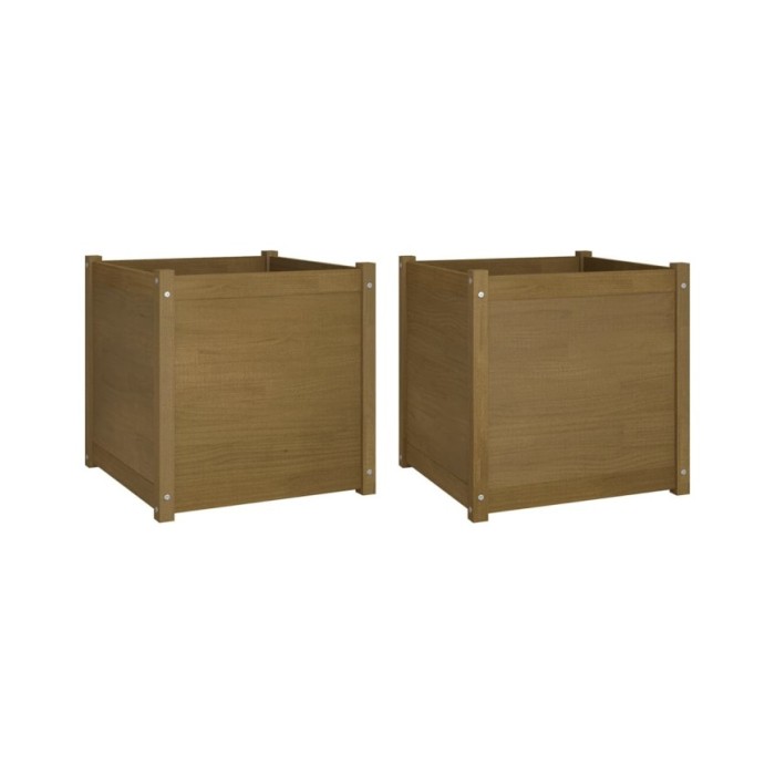 Jardinières 2 pcs Marron miel 60x60x60 cm Bois de pin massif
