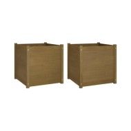 Jardinières 2 pcs Marron miel 60x60x60 cm Bois de pin massif