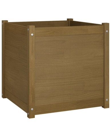 Jardinières 2 pcs Marron miel 60x60x60 cm Bois de pin massif