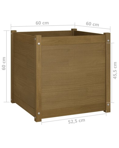 Jardinières 2 pcs Marron miel 60x60x60 cm Bois de pin massif