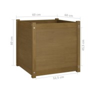 Jardinières 2 pcs Marron miel 60x60x60 cm Bois de pin massif