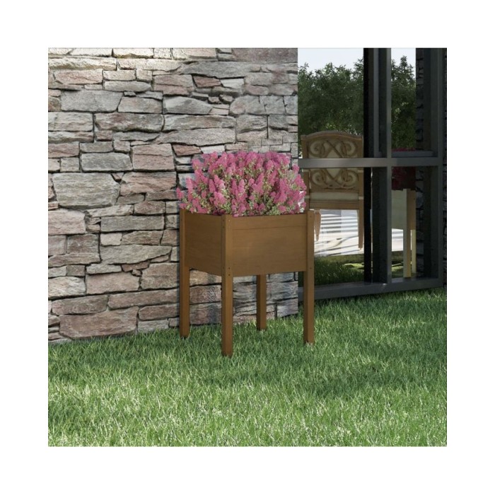 Jardinière d'extérieur Marron miel 50x50x70 cm Pin massif