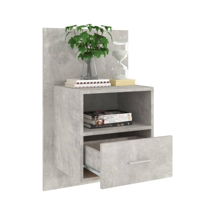 Table de chevet murale Gris béton Bois d'ingénierie