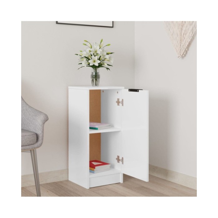 Buffet Blanc brillant 30x30x70 cm Bois d'ingénierie