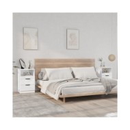 Tables de chevet 2 pcs Blanc brillant Bois d'ingénierie