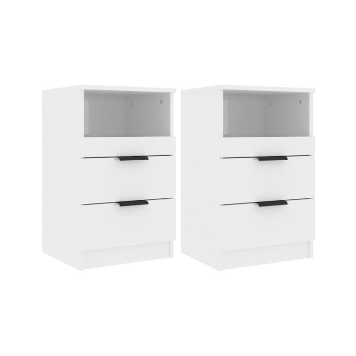 Tables de chevet 2 pcs Blanc brillant Bois d'ingénierie