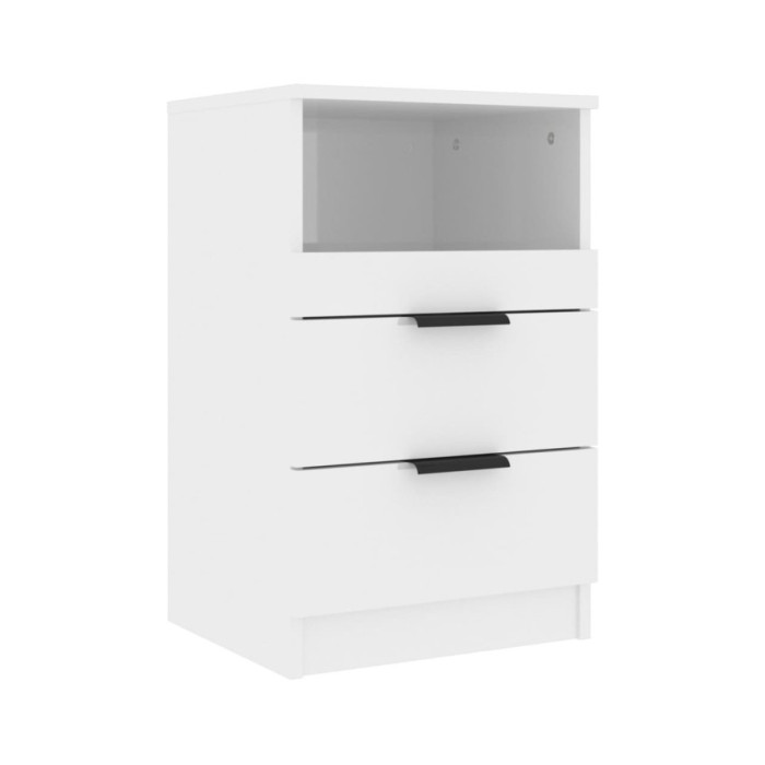 Tables de chevet 2 pcs Blanc brillant Bois d'ingénierie