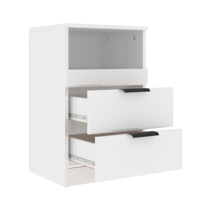 Tables de chevet 2 pcs Blanc brillant Bois d'ingénierie