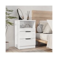 Tables de chevet 2 pcs Blanc brillant Bois d'ingénierie