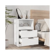Tables de chevet 2 pcs Blanc brillant Bois d'ingénierie