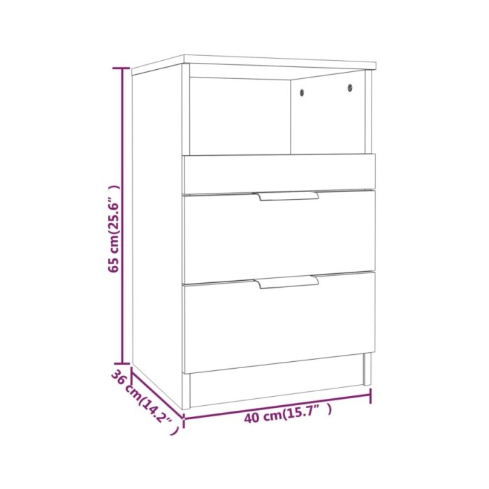 Tables de chevet 2 pcs Blanc brillant Bois d'ingénierie