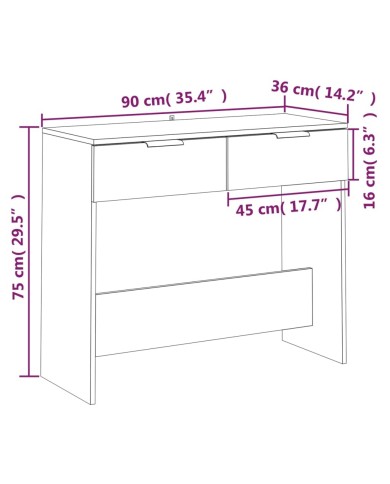 Table console Gris béton 90x36x75 cm Bois d'ingénierie