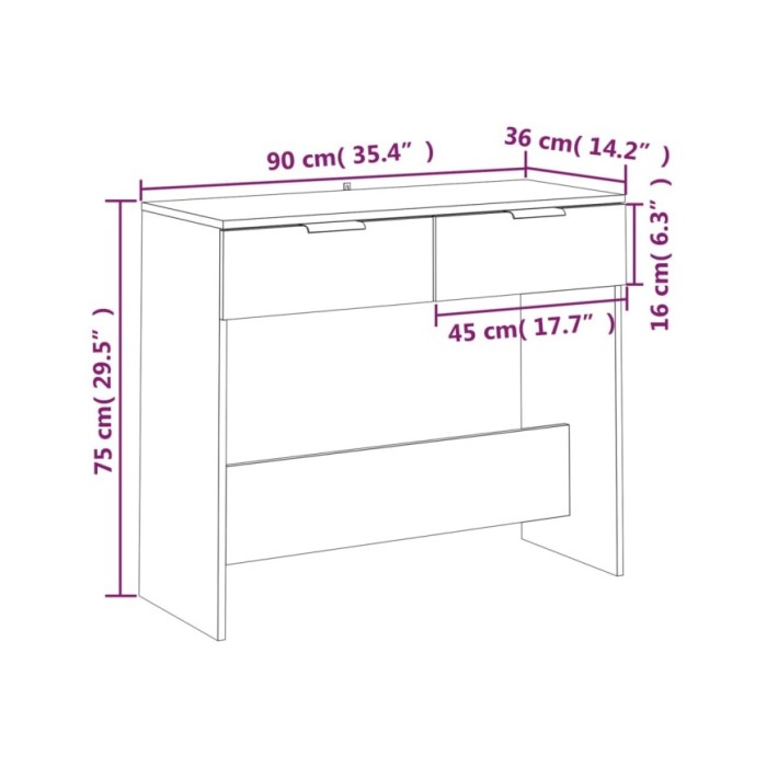 Table console Gris béton 90x36x75 cm Bois d'ingénierie