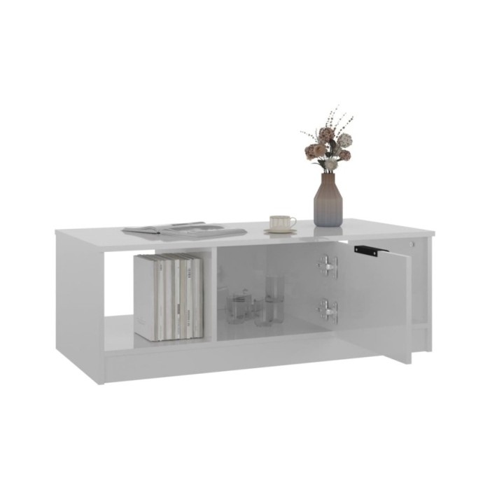Table basse Blanc brillant 102x50x36 cm Bois d'ingénierie