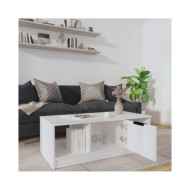 Table basse Blanc brillant 102x50x36 cm Bois d'ingénierie