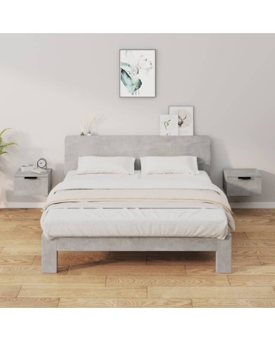 Tables de chevet murales 2 pcs Gris béton 34x30x20 cm