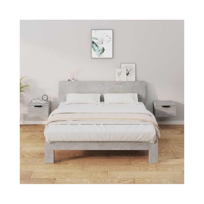 Tables de chevet murales 2 pcs Gris béton 34x30x20 cm