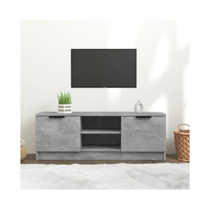 Meuble TV Gris béton 102x35x36,5 cm Bois d'ingénierie