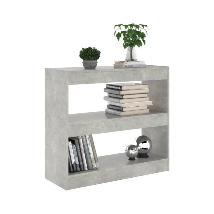 Bibliothèque/Séparateur de pièce Gris béton 80x30x72 cm