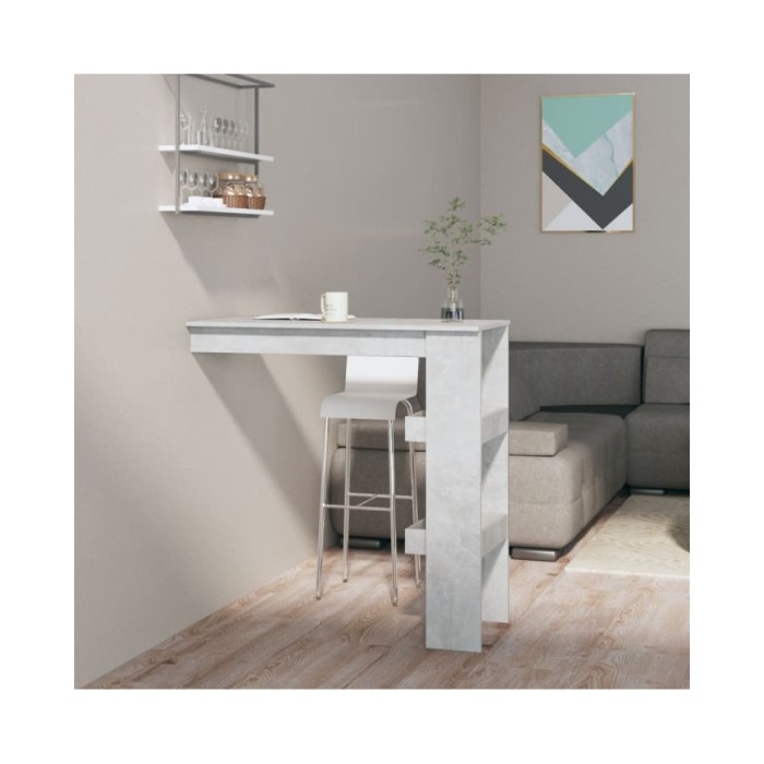Table de bar murale Gris Béton 102x45x103,5cm Bois d'ingénierie