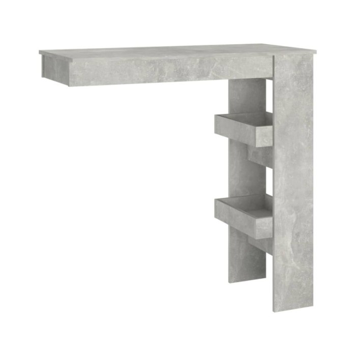 Table de bar murale Gris Béton 102x45x103,5cm Bois d'ingénierie